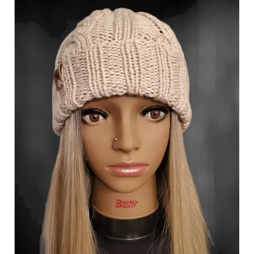Handmade‎ Cable Knit Beanie — Neutral Beige Winter Hat